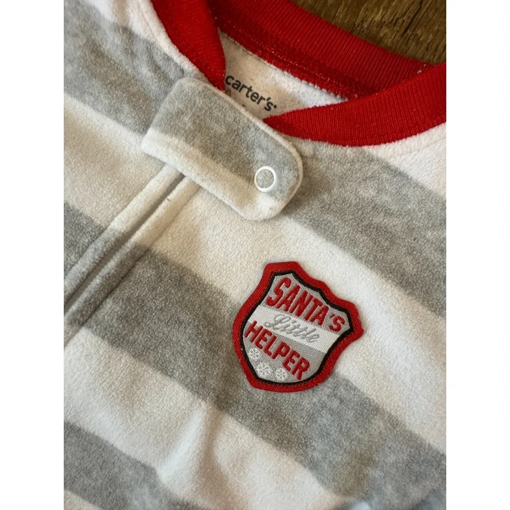 Carters Baby Boy 6 Months Sleepers Holiday Christmas Fleece Pajamas Outfit Santa